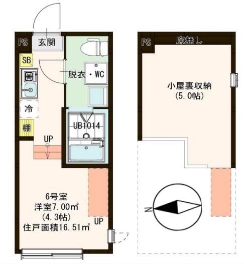 ハーモニーテラス中川4(ワンルーム/2階)の間取り写真