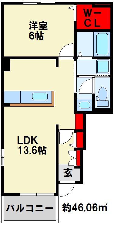 プランタンコートV(1LDK/1階)の間取り写真