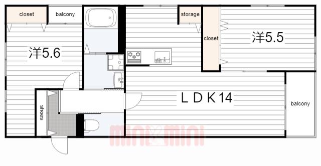 CHARME CASA(2LDK/2階)の間取り写真