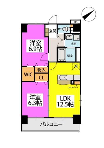 KOBIRAKI BLDG(2LDK/5階)の間取り写真