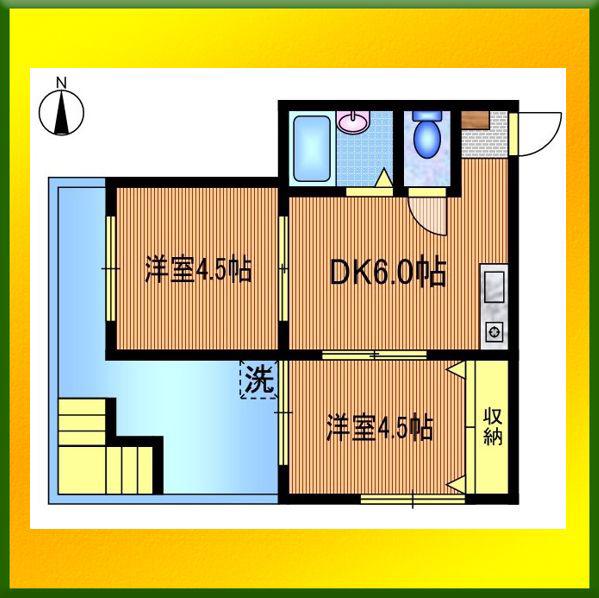 公文ビル(2DK/2階)の間取り写真