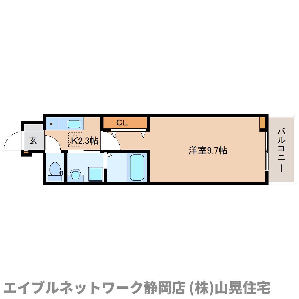ヒカルサ静岡春日町(1K/2階)の間取り写真