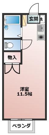 セシカII(ワンルーム/2階)の間取り写真