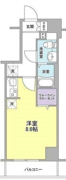 ウィルテラス深川住吉(ワンルーム/5階)の間取り写真