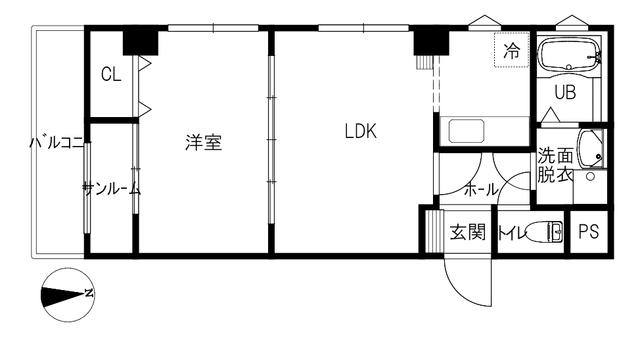 DOWELL増泉(1LDK/2階)の間取り写真