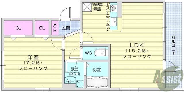 シャティK Ⅱ(1LDK/2階)の間取り写真