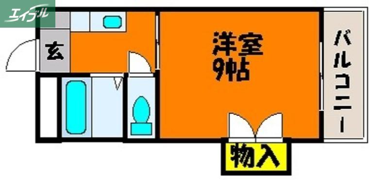 エスポアール北長瀬(1K/2階)の間取り写真