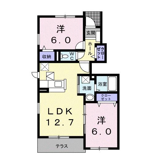 サニ- フォレストB(2LDK/1階)の間取り写真