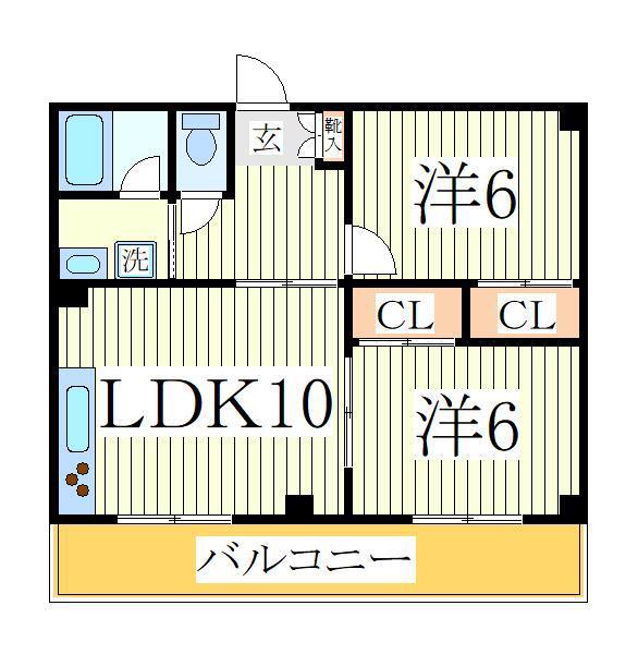 レジデンスKYA(2LDK/2階)の間取り写真