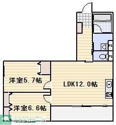 メディカルガーデン谷塚A(2LDK/2階)の間取り写真