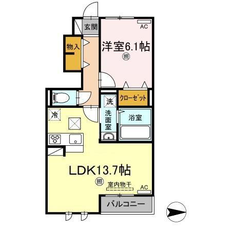 ルヴァン ドゥ ソレイユ(1LDK/1階)の間取り写真