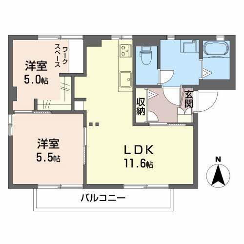 クレセントI(2LDK/1階)の間取り写真