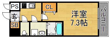 レジュール(1K/6階)の間取り写真