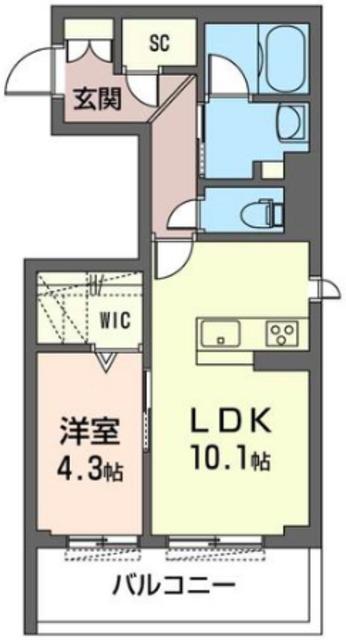 ラ・フェルミエ(1LDK/4階)の間取り写真