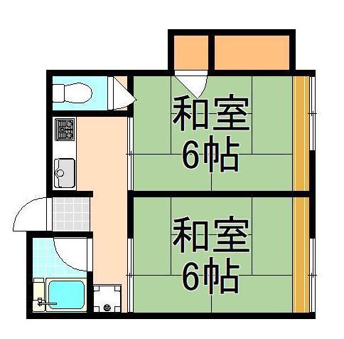 中嶋荘(2K/1階)の間取り写真