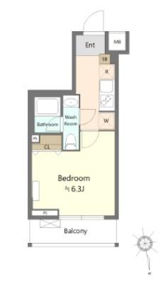 SHOKEN RESIDENCE横浜白楽(1K/2階)の間取り写真