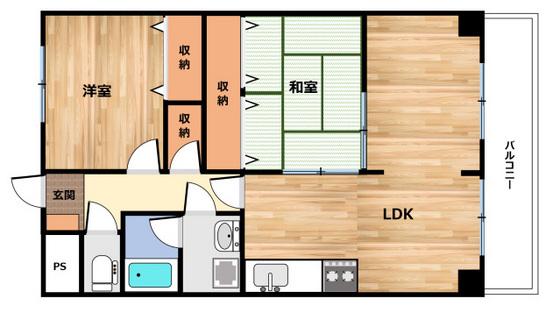マウント九嶺(2LDK/2階)の間取り写真