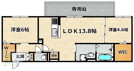 VILLEALTA(2LDK/1階)の間取り写真