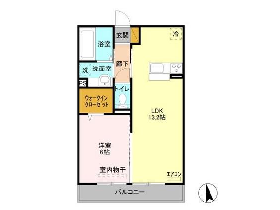 マルシェみどりの2(1LDK/2階)の間取り写真