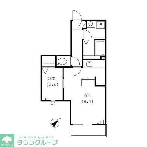 グランコート稲毛(1DK/3階)の間取り写真