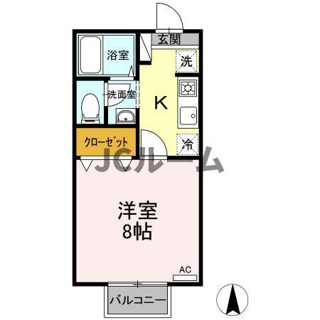 セジュールNK(1K/1階)の間取り写真