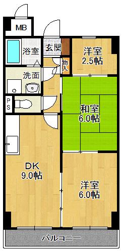 トゥール・ドゥー伊丹(2SLDK/5階)の間取り写真