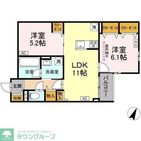 MOCRAFT南小岩(2LDK/2階)の間取り写真