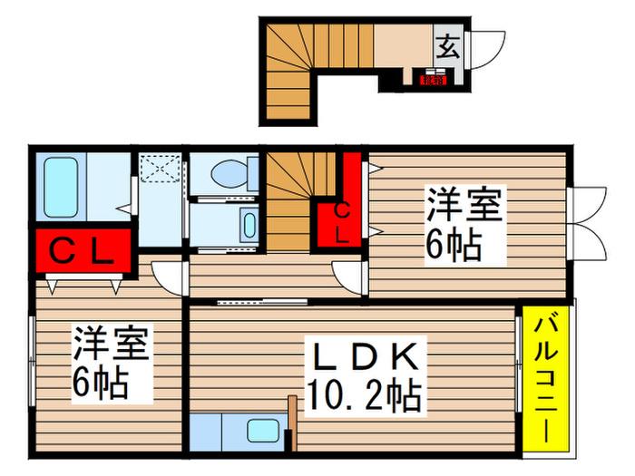 フレッサ Ⅰ(2LDK/2階)の間取り写真