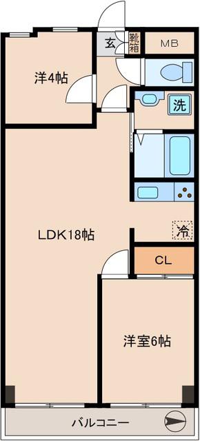 シャンポール新城(2LDK/2階)の間取り写真