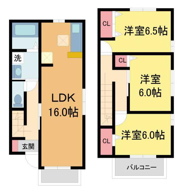 町側タウンハウスB棟(3LDK/1階)の間取り写真