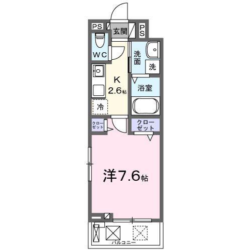 ヒカルサ西所沢ノース(1K/2階)の間取り写真
