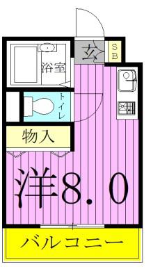 ジュネパレス松戸第2(ワンルーム/2階)の間取り写真
