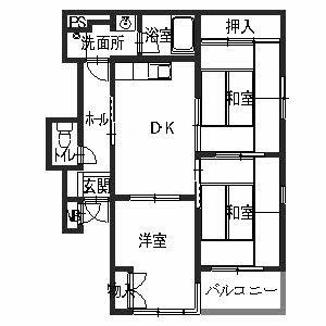 メゾンドヴェール(3DK/2階)の間取り写真