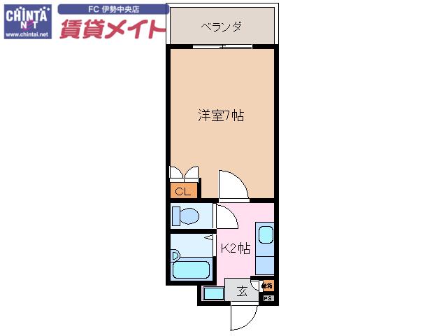 ワールドパレス(1K/2階)の間取り写真