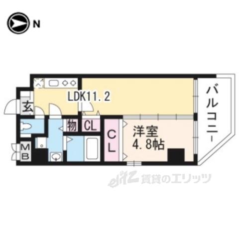プレザント京都・東山(1LDK/4階)の間取り写真