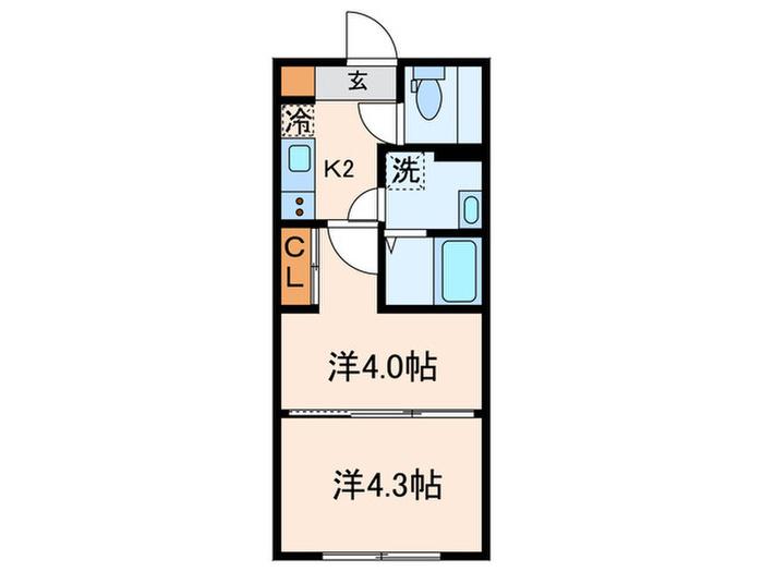ルネサンスコート蒲田(2K/4階)の間取り写真