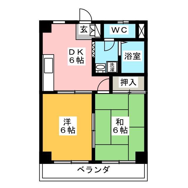 ハイツセントポーリア(2DK/2階)の間取り写真