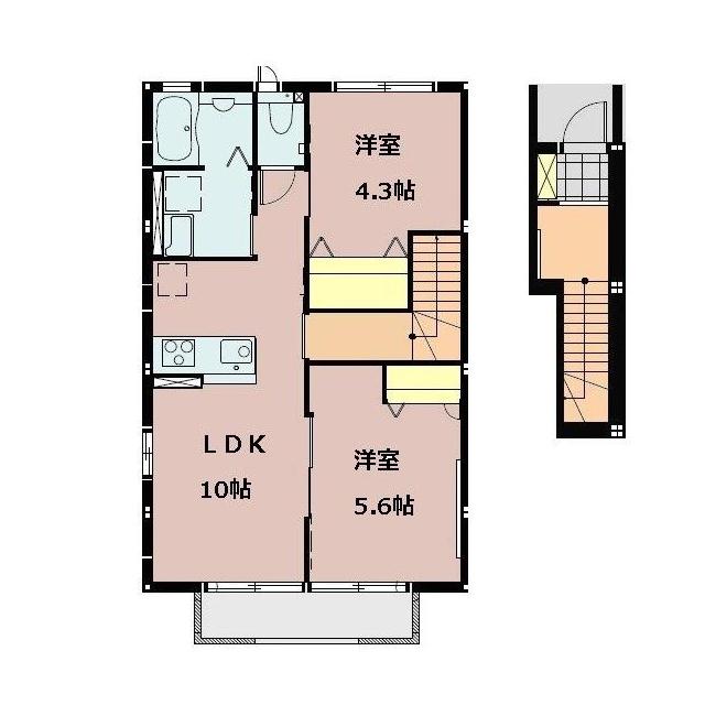 カサ・ボニータ八日町(2LDK/2階)の間取り写真