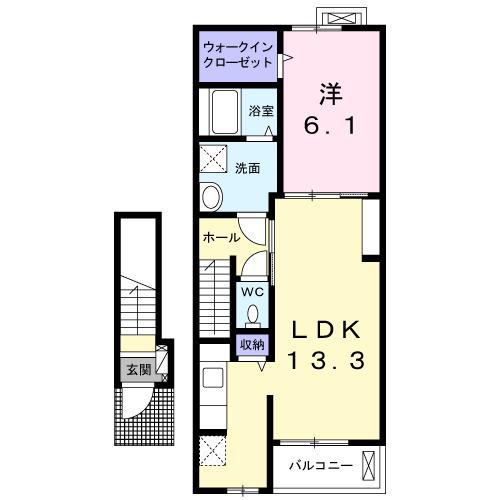 トーサせがみ(1LDK/2階)の間取り写真