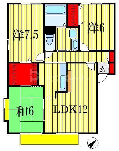 マークサウンドII(3LDK/1階)の間取り写真