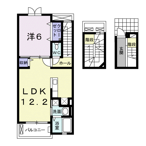 ルミエール(1LDK/3階)の間取り写真