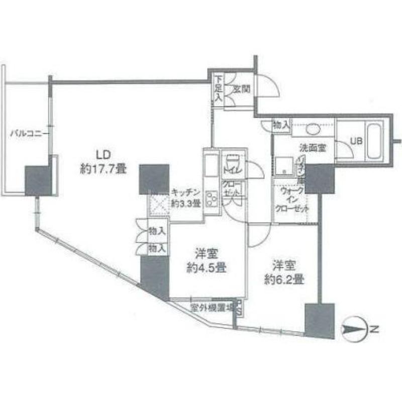 カスタリアタワー品川シーサイド(2LDK/9階)の間取り写真