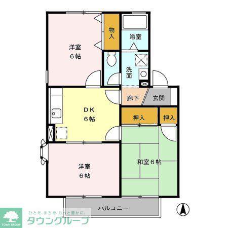 セジュールサンモリABC(3DK/2階)の間取り写真