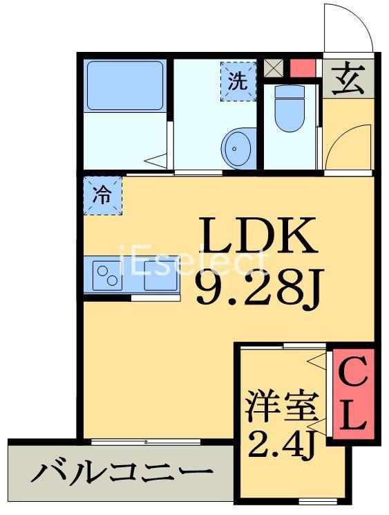エスペリオ道場南(1LDK/1階)の間取り写真
