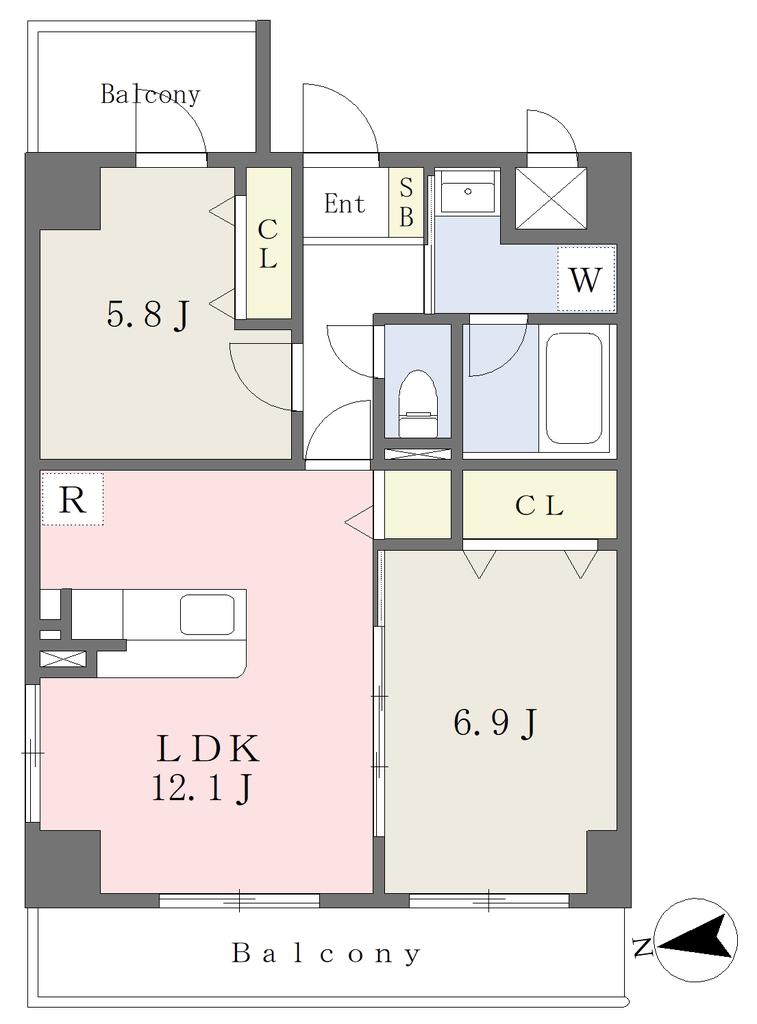 CASA LA ETERNA(2LDK/5階)の間取り写真