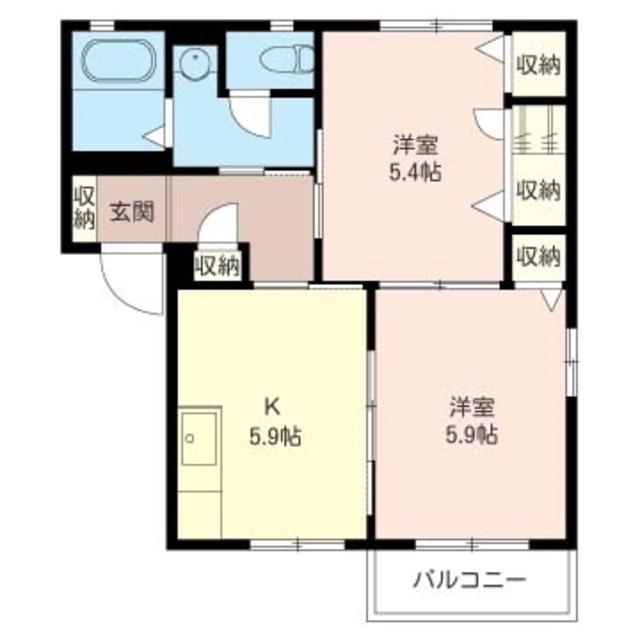 グランレーブB(2K/1階)の間取り写真