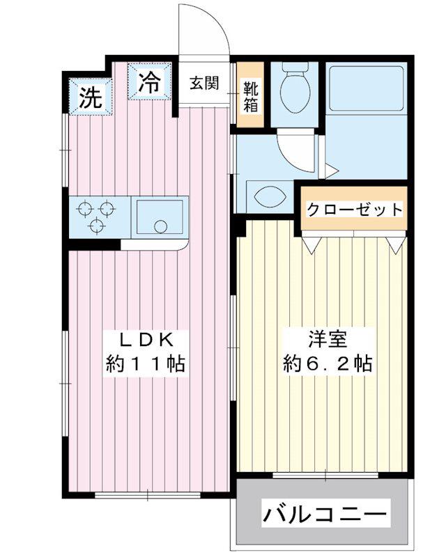 第2金子マンション(1LDK/3階)の間取り写真