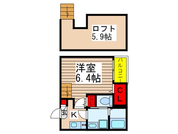 ハーモニーテラス新検見川(1K/1階)の間取り写真