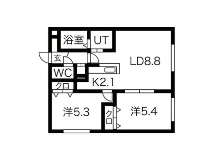 CASA稲穂 カーサ稲穂(2LDK/1階)の間取り写真