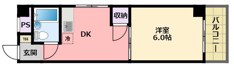 三甲イエム(1DK/5階)の間取り写真
